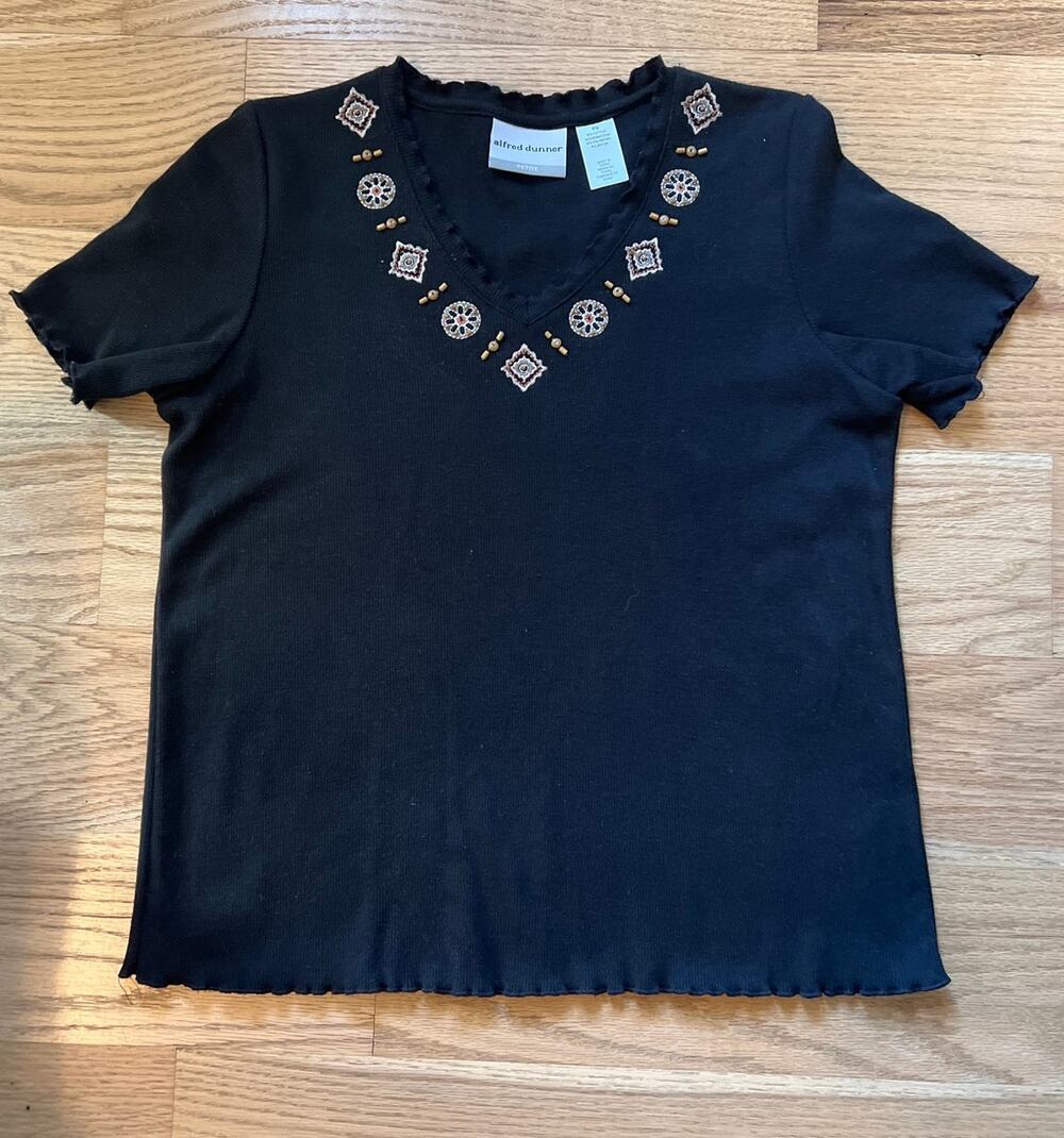 Alfred Dunner Embellished Lettuce Trim T-shirt